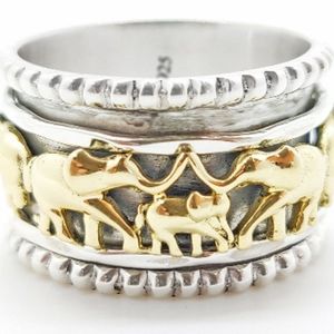 Sterling Silver and Brass Elephant Ring